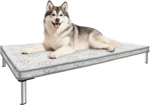 Miniatura 8 de FXW TitanNest Cama Elevada para Perros a Prueba de Masticación, Catre Elevado para Uso en Interiores/Exteriores/Camping, Cama Acolchada para Gris