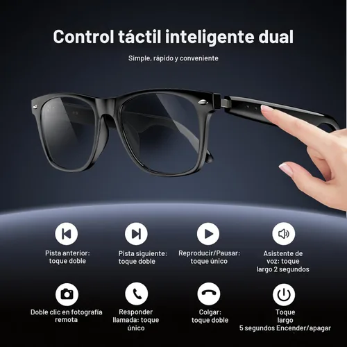 Miniatura 5 de Blackview Lentes inteligentes, lentes de sol polarizados Bluetooth con altavoz, control de voz, protección UV, lente de luz azul