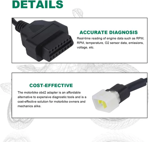 Miniatura 5 de Cable OBD apto para Delphi 6pin a 16pin adaptador de motocicleta, conector OBD2 compatible con Obd1 a Obd2 escáner herramienta de diagnóstico