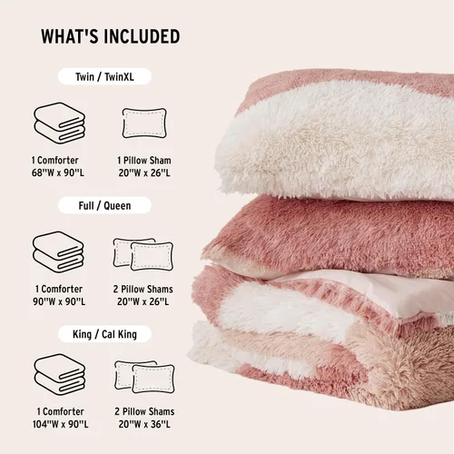 Miniatura 9 de Intelligent Design Suave y acogedor juego de edredón de piel sintética lanudo y moderno, diseño degradado con colores vibrantes, para todas