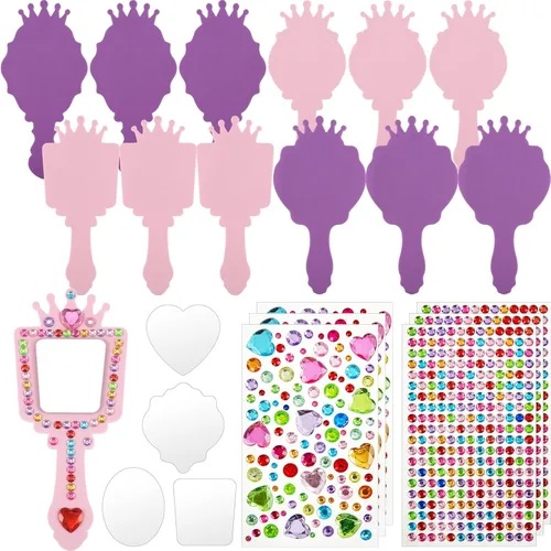 Miniatura 8 de Liliful Paquete de 12 kits de espejo de espuma princesa, decora tus propios espejos de princesa, suministros para fiestas infantiles, juguetes