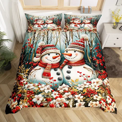 Miniatura 13 de Funda de edredón de Papá Noel, juego de ropa de cama para niños, funda de edredón de flores rosas para decoración de habitación de niños y niñas