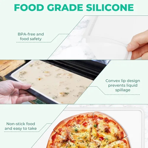 Miniatura 4 de 6 hojas deshidratadoras de silicona de 11 x 11 pulgadas, bandeja deshidratadora antiadherente con borde para secadora de congelación de alimentos