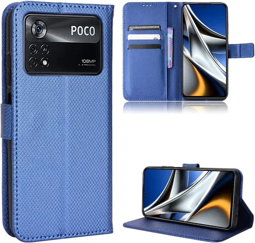 Funda para Xiaomi Poco M4 Pro 4G Funda de cuero, Funda para Xiaomi Poco M4 Pro 4G 2201117PI 2201117PG Funda de cuero PU Flip Cover Azul