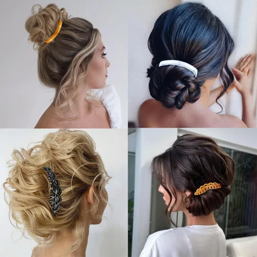 Miniatura 3 de Juego de 24 peines laterales para el cabello, estilo francés, de plástico ligero, 11/25 dientes, accesorios para el cabello para mujeres y niñas