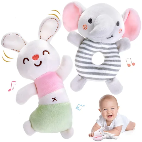 Sonajeros para bebés de 0 a 6 meses: sonajeros suaves para recién nacidos, sonajero de peluche para bebés, regalo de ducha para niños pequeños y
