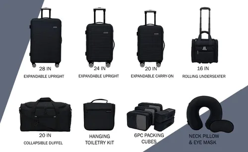 Miniatura 2 de Travelers Club Riddock - Equipaje y accesorios de viaje, color negro, juego de 14 piezas