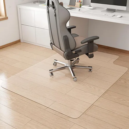 Miniatura 14 de KMAT Tapete para silla de oficina, fácil de deslizar, de madera dura, para silla rodante, protector de suelo resistente, antideslizante, rectangular