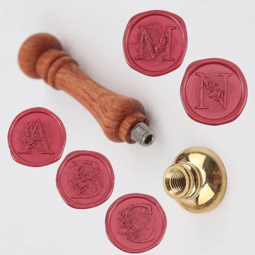 Miniatura 7 de Sello de cera de hojas de eucalipto, sello de sello de letra A del alfabeto ONWINPOR para invitación de fiesta de boda, envoltura de regalo, sobre