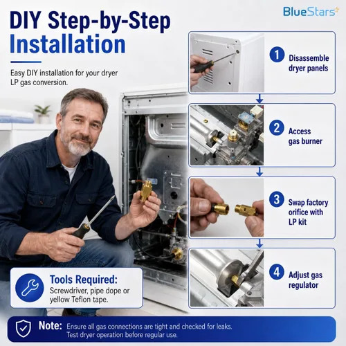 Miniatura 6 de 383EEL3002D - Kit de conversión de gas natural a gas propano líquido y piezas para secadores LG/Kenmore – Reemplaza AP5204371 PS3522300 LP11835