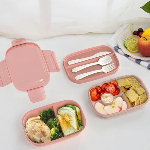 Miniatura 8 de JBGOYON® Juego de lonchera Bento, 3 recipientes apilables para adultos y niños, lonchera para mujeres, incluye bolsa de almuerzo, a prueba de fugas