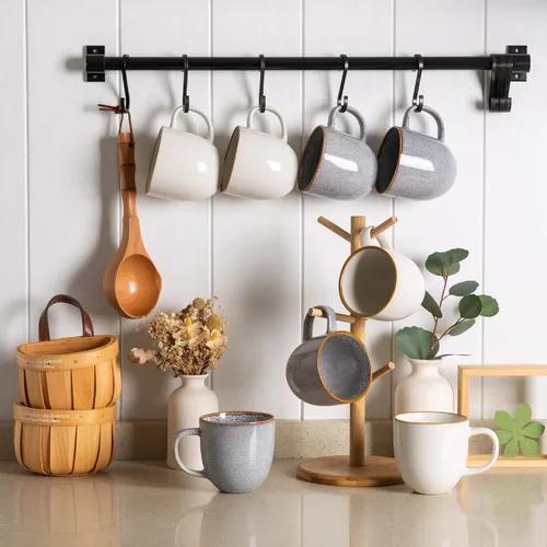 Miniatura 8 de AmorArc Tazas de café de 12 onzas, juego de 6 tazas de café de cerámica para hombre, mujer, papá, mamá, tazas de café modernas con asa para café
