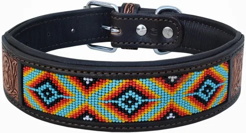 Miniatura 2 de Collar de cuero para perro, tamaño extra pequeño, estilo occidental, resistente, manual, ajustable, con cuentas y acolchado, suave para cachorros