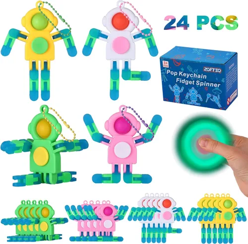 Miniatura 8 de 24 piezas Pop Fidget Spinners a granel – Astronauta deformable Fidget Spinner Llavero Robot Gyro Fidget Spinner para niños adultos Juguetes 24