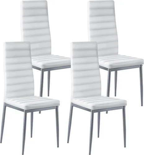 Miniatura 11 de VEVOR Juego de 4 sillas de acento modernas de comedor, sillas laterales tapizadas de cuero para sala de estar, silla de cocina que ahorra espacio