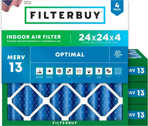 Miniatura 46 de Filterbuy Filtro de aire MERV 13 de 8 x 14 x 1 pulgadas, protección óptima contra el humo y la alergia (paquete de 4), filtros electrostáticos