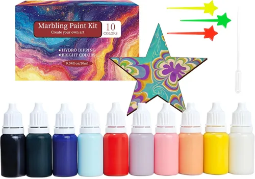 Kit de arte de 14 piezas de pintura de mármol de agua mágica, patrón de mármol turco, pintura flotante acrílica para vertido, juego de pintura de