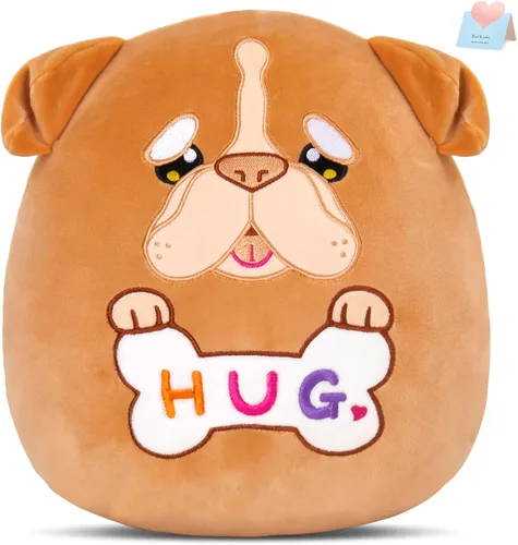 Glow Guards Almohada de peluche de Bulldog Inglés de 12 pulgadas, lindo animal de peluche suave, animales de peluche, regalo de cumpleaños para