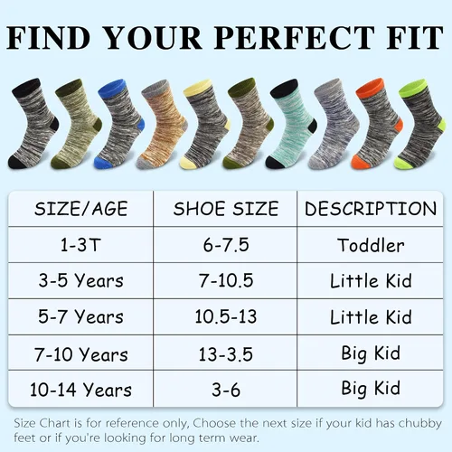 Miniatura 15 de Calcetines para niños, 12 pares de calcetines deportivos para niños pequeños y niñas (1 a 14 años), juego de calcetines atléticos de media