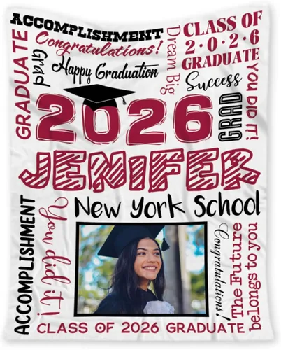 Miniatura 16 de Mantas personalizadas para la clase de 2025 – Manta personalizada para graduado – Sherpa o forro polar – Tamaño personalizado – Regalo de graduación