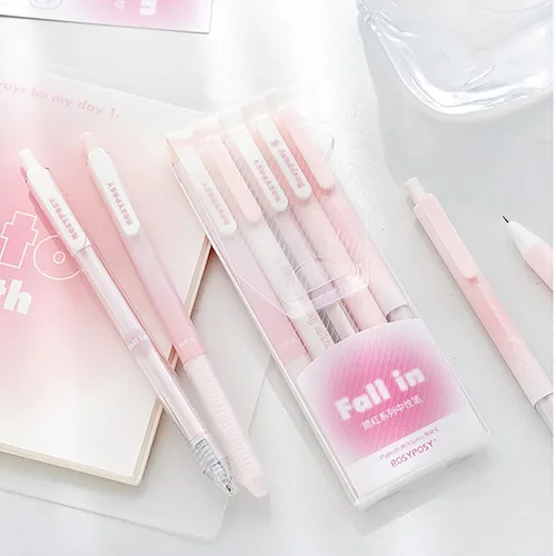 Doraking 5 bolígrafos de gel de tinta negra, 0.38 mm/0.5 mm, punta suave, suministros de oficina para mujeres y hombres, para tomar notas (rosa)