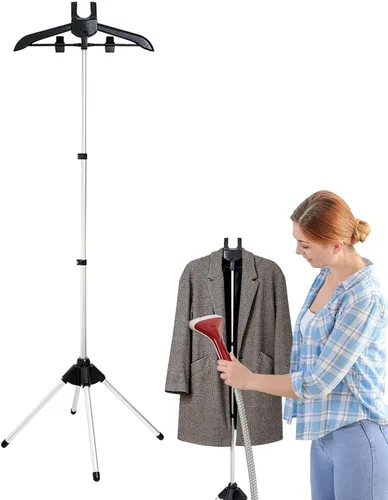 Perchero de vapor de ropa de mano, colgador de ropa de mano vaporizador de ropa, perchero telescópico plegable de tela de pie, perchero de secado,