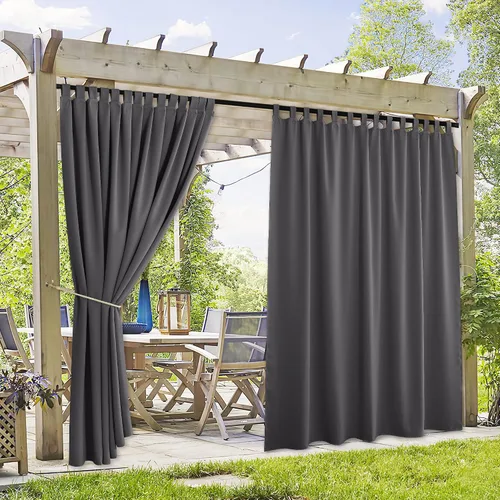 Miniatura 13 de RYB HOME Cortinas para Exteriores para Patio - 2 Paneles Cortinas para Exteriores Desmontables con Parte Superior Adhesiva Impermeables Opacas