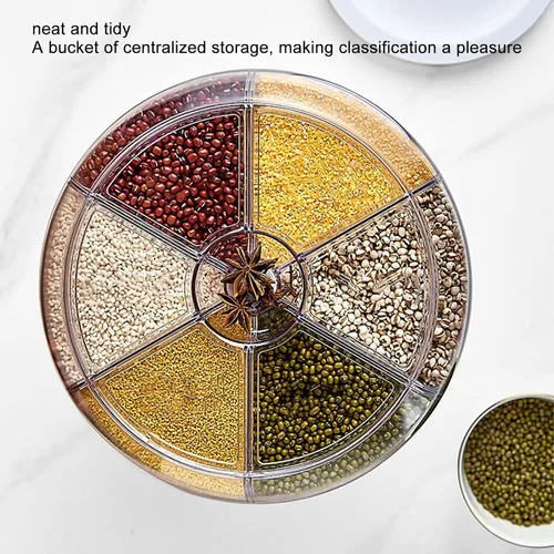 Miniatura 7 de Dispensador de arroz, dispensador de granos, 6 rejillas, dispensador de PP, organizador de almacenamiento de granos para cocina doméstica (#1)