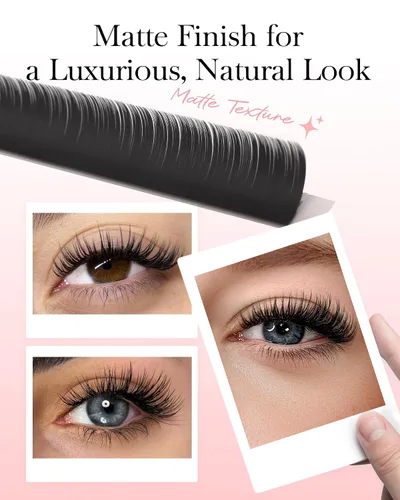 Miniatura 4 de BEYELIAN Extensiones de pestañas planas, extensiones de pestañas elípticas 0.15 C Curl 0.28-0.59 pulgadas 16 filas extensiones de pestañas negras
