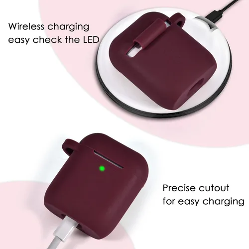 Miniatura 2 de Filoto Funda compatible con Airpod 2 y 1, bonitos accesorios de protección de silicona, llavero/pompón, el mejor regalo para niñas y mujeres