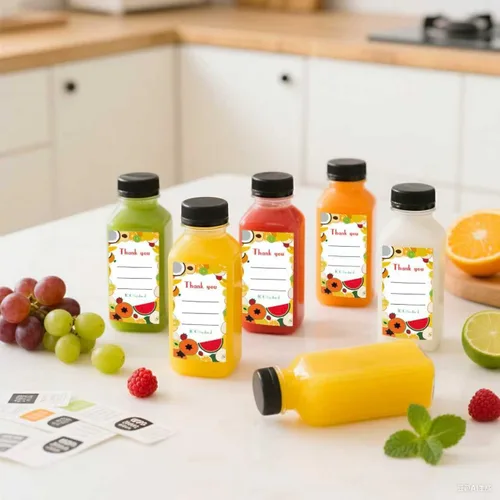Miniatura 6 de 48 botellas de jugo de 8 onzas con tapas, botellas de plástico con tapas, recipientes reutilizables transparentes a granel para jugo, leche y otras