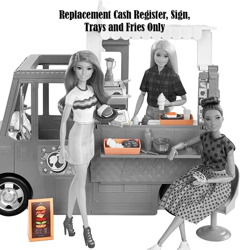 Miniatura 4 de Piezas de repuesto para Fresh 'n Fun Food Truck Barbie Doll Playset - GMW07 ~ Caja registradora de repuesto, letrero, bandejas y papas fritas