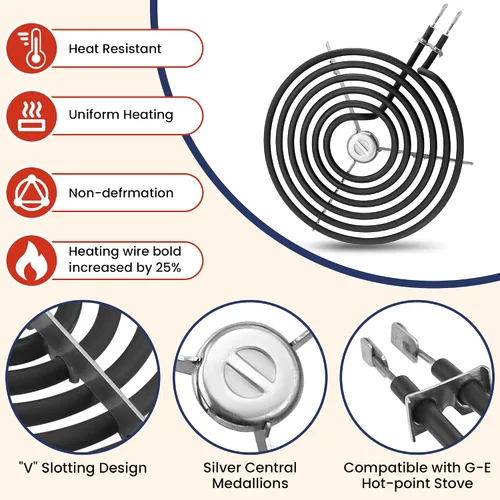Miniatura 5 de Bandejas de goteo de porcelana WB31M20 WB31M19 y quemadores de estufa eléctrica WB30M1 WB30M2 de repuesto para estufa de G*E Hot*Point, incluye 4