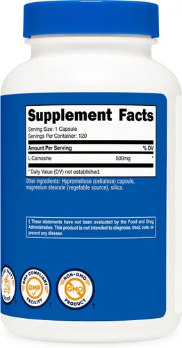 Miniatura 5 de Nutricost L-Carnosina 500 mg, 120 cápsulas - Sin gluten y sin OMG