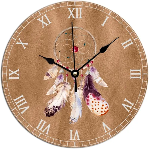 Miniatura 5 de ArogGeld Reloj de pared redondo de madera de granja, 10 pulgadas, funciona con pilas, reloj de pared decorativo con movimiento de barrido
