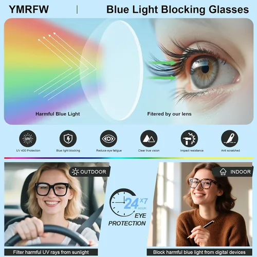 Miniatura 6 de Ovresized Blue Light Blocking Glasses for Women Men Square Computer TV Eyeglasses