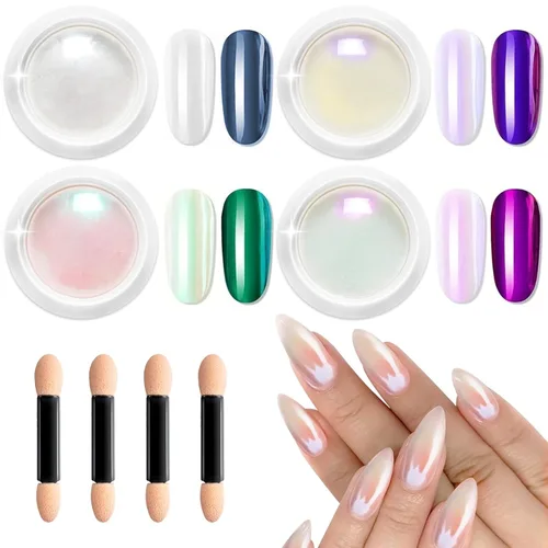 Miniatura 11 de 2 piezas de polvo de uñas cromado: polvo de uñas cromado cobre efecto espejo, espejo metálico, polvo de uñas naranja cromado para decoración