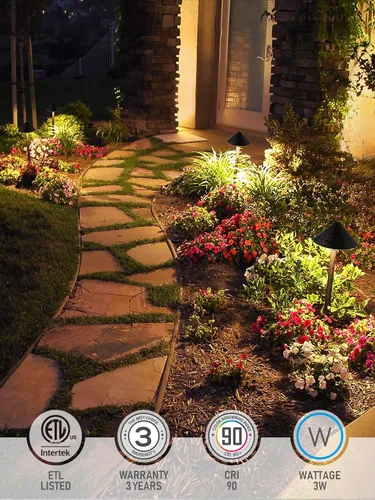 Miniatura 3 de LEONLITE Luz LED de camino de paisaje de bajo voltaje, 3 W 12-24 V CA/CC, iluminación de camino con cable, luz exterior para césped de patio, ETL