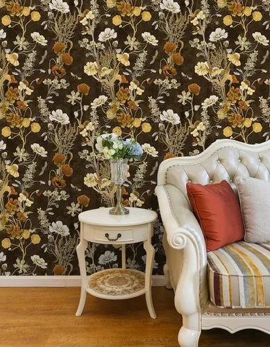 Miniatura 4 de Papel tapiz floral oscuro para despegar y pegar, papel de pared autoadhesivo extraíble, papel de contacto apto para inquilinos para armarios