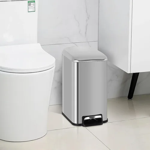 Miniatura 2 de Cubo de basura de baño de 1.3 galones con tapa, cubo de basura delgado con pedal para espacios pequeños, cubo extraíble, para baño, dormitorio y Ss