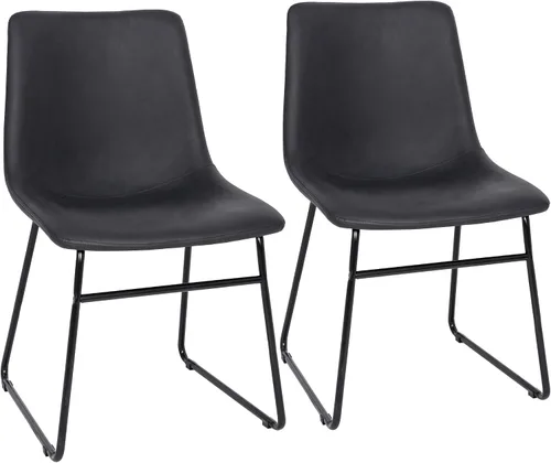 SUPER DEAL Juego de 2 sillas de comedor para cocina y comedor de 18.3 pulgadas, estilo de mediados de siglo, modernas, de piel sintética, sillas de