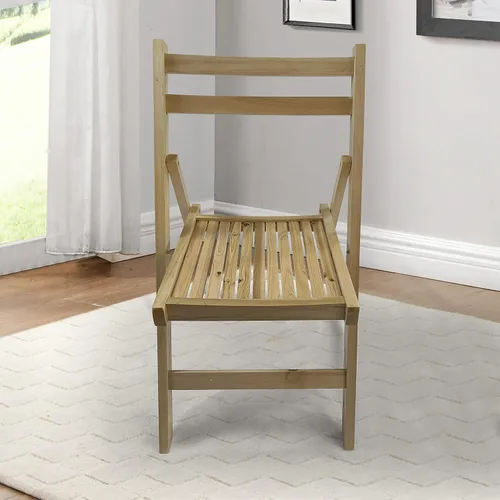 Miniatura 4 de HomVent Juego de 4 sillas plegables de madera con rejillas, totalmente montadas, sillas plegables para eventos, sillas de boda, asiento de listones
