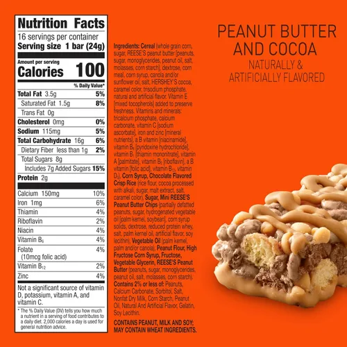 Miniatura 2 de Reese's Barritas de cereales Puffs Breakfast con mantequilla de maní y cacao, 16