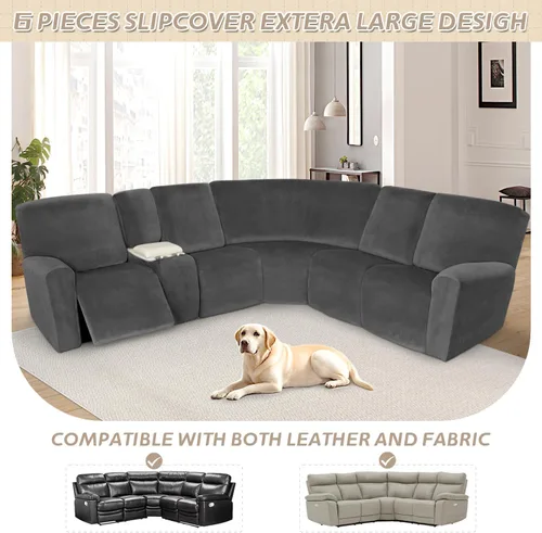 Miniatura 557 de Arfntevss Fundas de sofá seccional reclinable de terciopelo, Funda de sofá seccional de esquina para sofá reclinable, Funda elástica suave