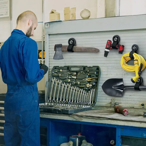Miniatura 9 de Homde Gancho magnético resistente, combinación de 2 correas y 2 soportes magnéticos, colgador de garaje fuerte de 2.6 pulgadas para taller, caja