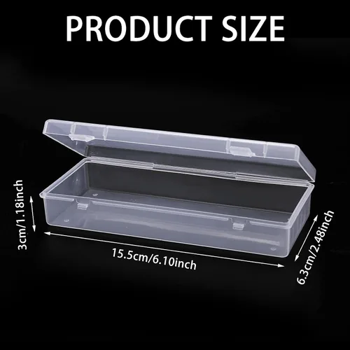 Miniatura 2 de WLLHYF Paquete de 3 recipientes de almacenamiento pequeños de plástico con tapas con bisagras, caja rectangular de plástico transparente