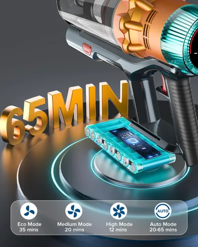 Miniatura 4 de REBANIC S8 - Aspiradora inalámbrica de 600W, 48Kpa hasta 65 minutos de duración, aspiradora de palo recargable, aspiradora de mano inalámbrica
