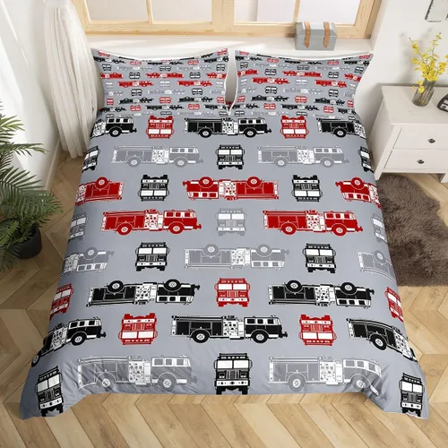 Miniatura 10 de Erosebridal Juego de ropa de cama de tractor de construcción para niños, niños, adolescentes, diseño de camiones y excavadoras, tamaño individual