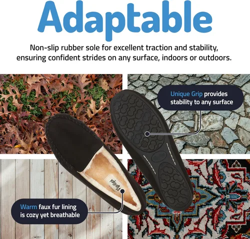 Miniatura 22 de Floopi Pantuflas para mujer, forro de piel sintética suave con espuma viscoelástica acogedora, pantuflas de casa para mujer con suela antideslizante