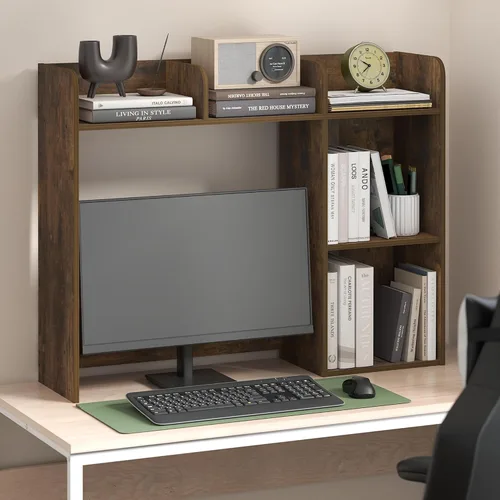 Furinno Estante de escritorio clásico, gabinete de escritorio de 5 estantes, estante para libros, organizador de escritorio de 3 niveles, para